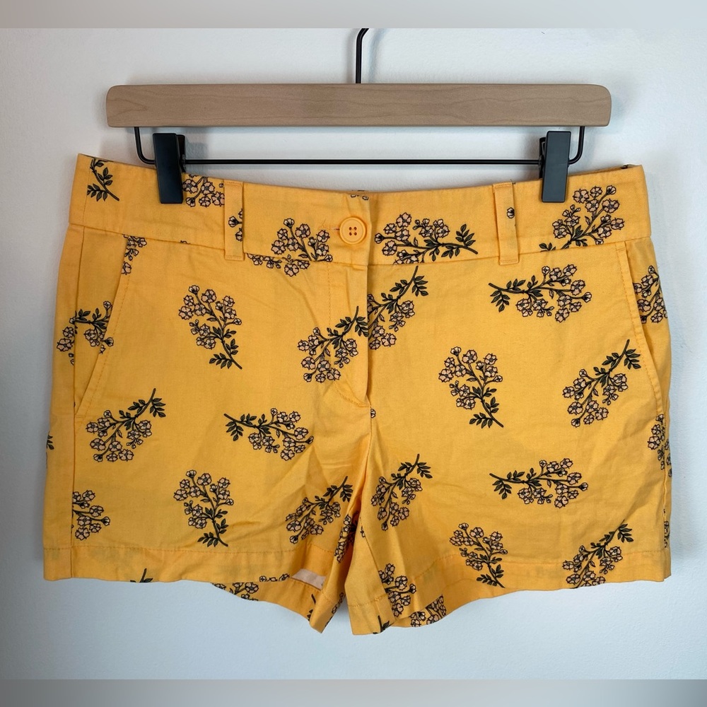 LOFT Marigold Yellow Floral 4” Summer Shorts | Size 4